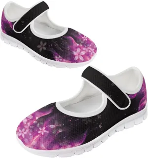 GOSTONG Women's Art Flowers Casual Shoes Single Buckle Sneakers Lightweight Non Slip Walking Shoes for Daily Wear White Size 5.5-10