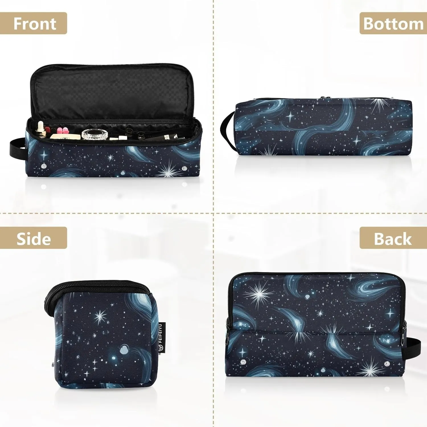 Hair Tools Travel Bag with Heat Resistant Mat Curling Iron Bag for Women Hair Tool Storage Case Straightener Flat Irons Hot Tools Travel Essentials Stars Nebulae and Meteors Night Blue