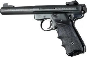 Hogue Ruger MK II/MK III Rubber Grip with Finger Grooves, Right Hand with Thumb Rest, Black - 82060