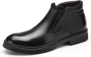 HOOENG Chelsea Boots for Men Crocodile Print Cowhide Leather Slip on Wearable Waterproof Non Slip Casual Classic (Color : Black, Size : 6)