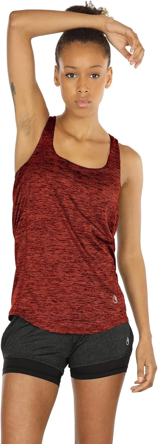 icyzone Women's Open Back Workout Athletic Yoga Tank Tops with Built in Bra