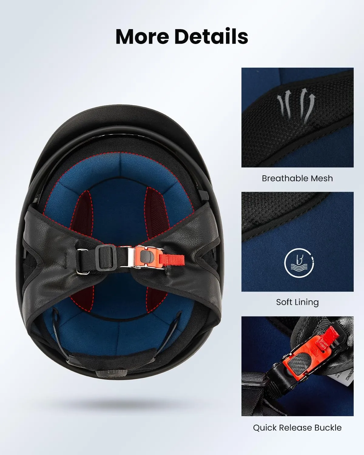 ILM Half Helmet Motorcycle Open Face Sun Visor Quick Release Buckle DOT Approved Cycling Motocross Suits Men Women (XL, Matt Black)