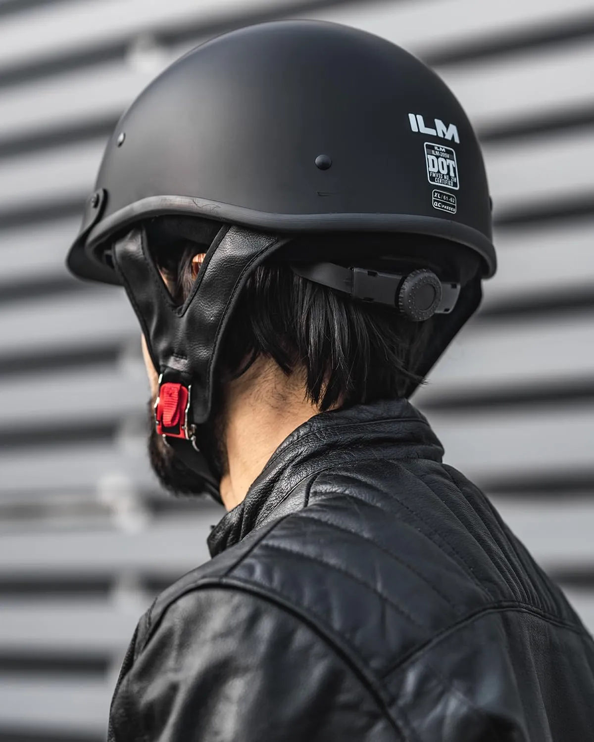 ILM Half Helmet Motorcycle Open Face Sun Visor Quick Release Buckle DOT Approved Cycling Motocross Suits Men Women (XL, Matt Black)