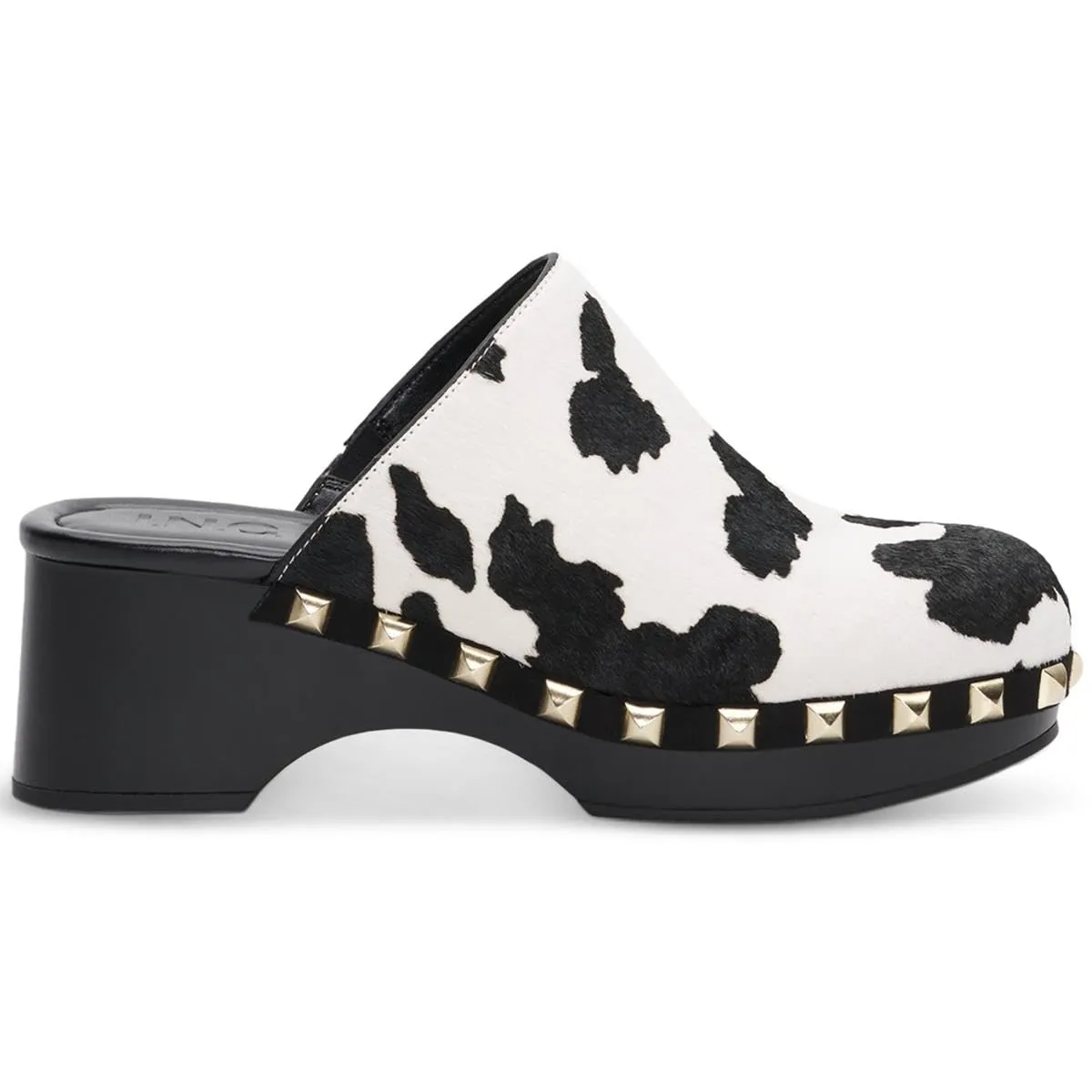 INC Womens Cianna Calf Hair Closed Toe Mule Sandals B/W 9 Medium (B,M)