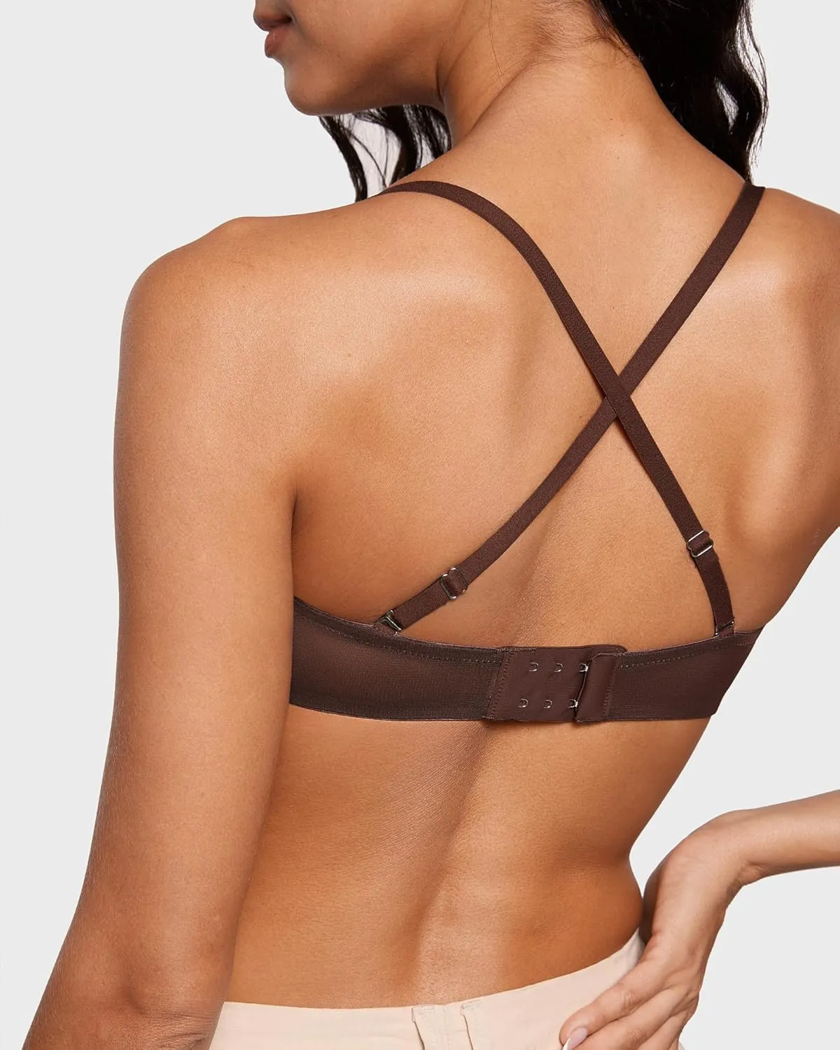 INLYRIC Women's Sheer Strapless Bras Mesh Sexy Unlined Plus Size See Through Bra Underwire Demi Mesh Non Padded