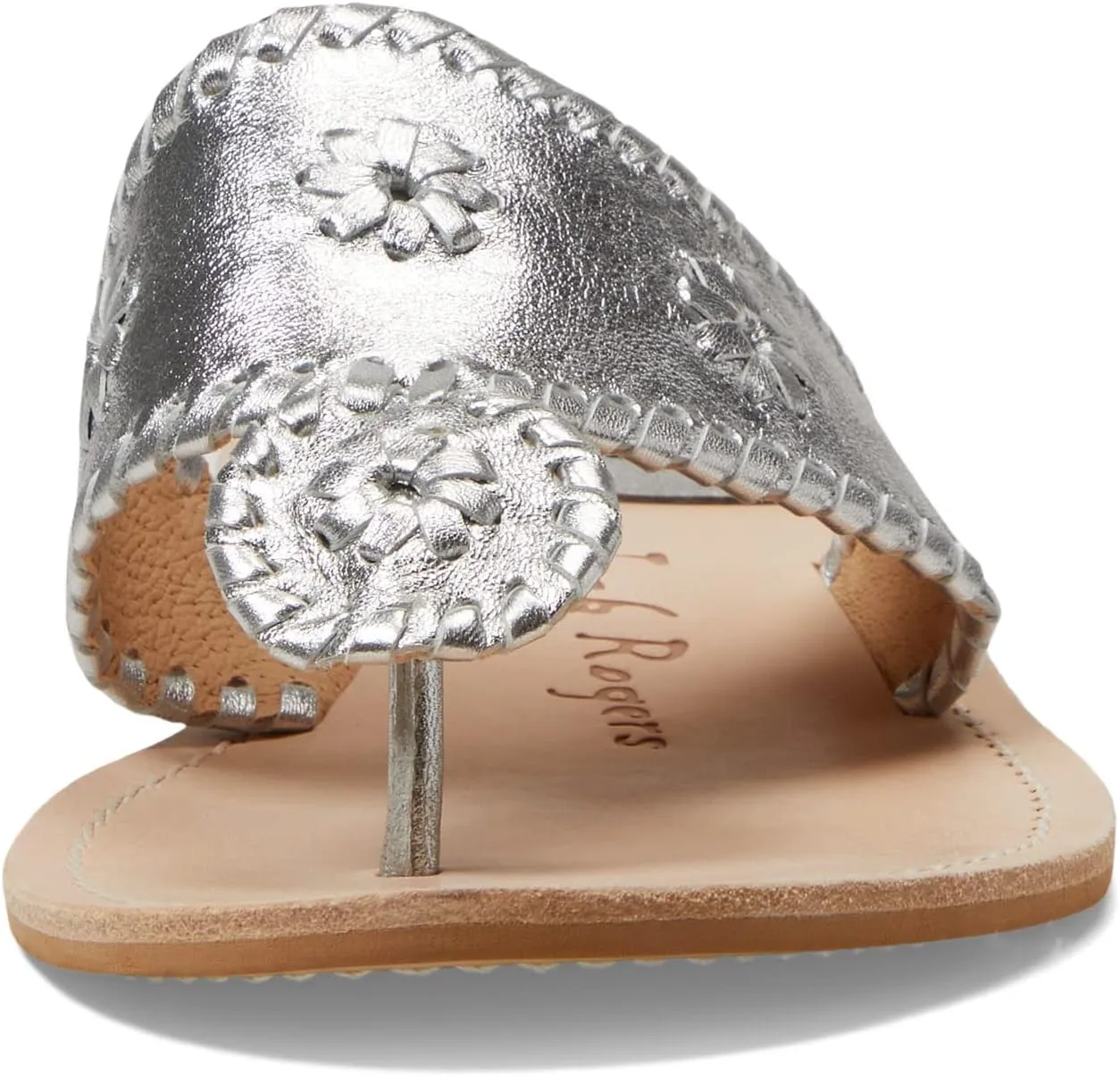 Jack Rogers Palm Beach Sandal for Women - Slip on Style, Leather Lining and Insole and Stacked Wooden Heel Wide