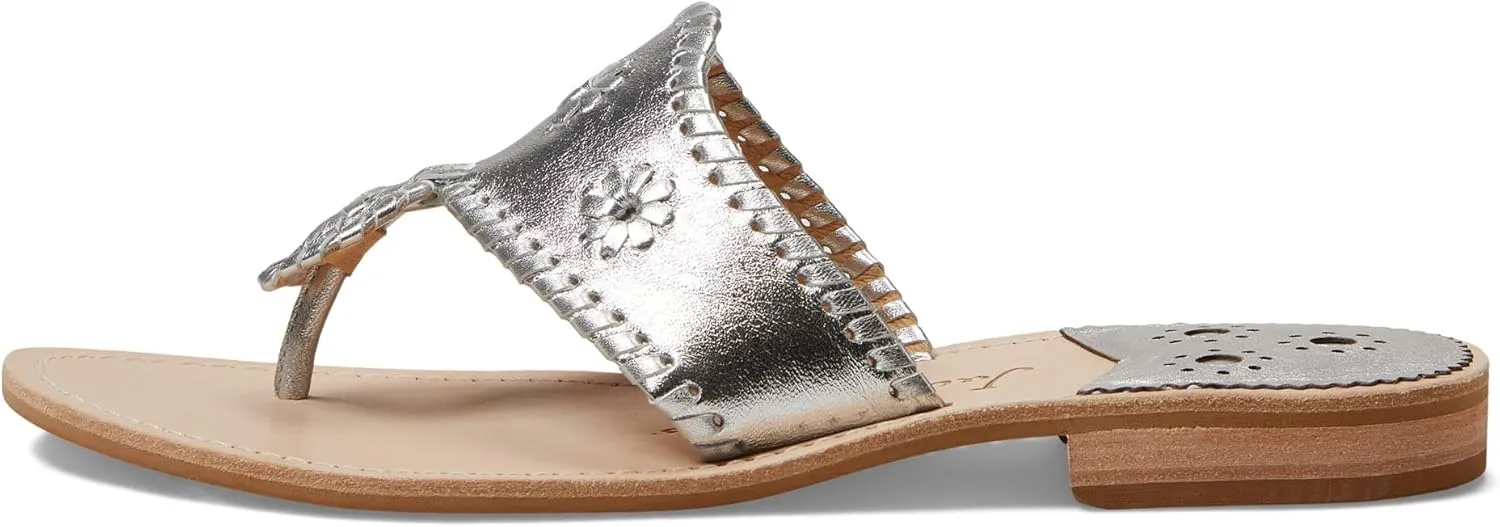 Jack Rogers Palm Beach Sandal for Women - Slip on Style, Leather Lining and Insole and Stacked Wooden Heel Wide