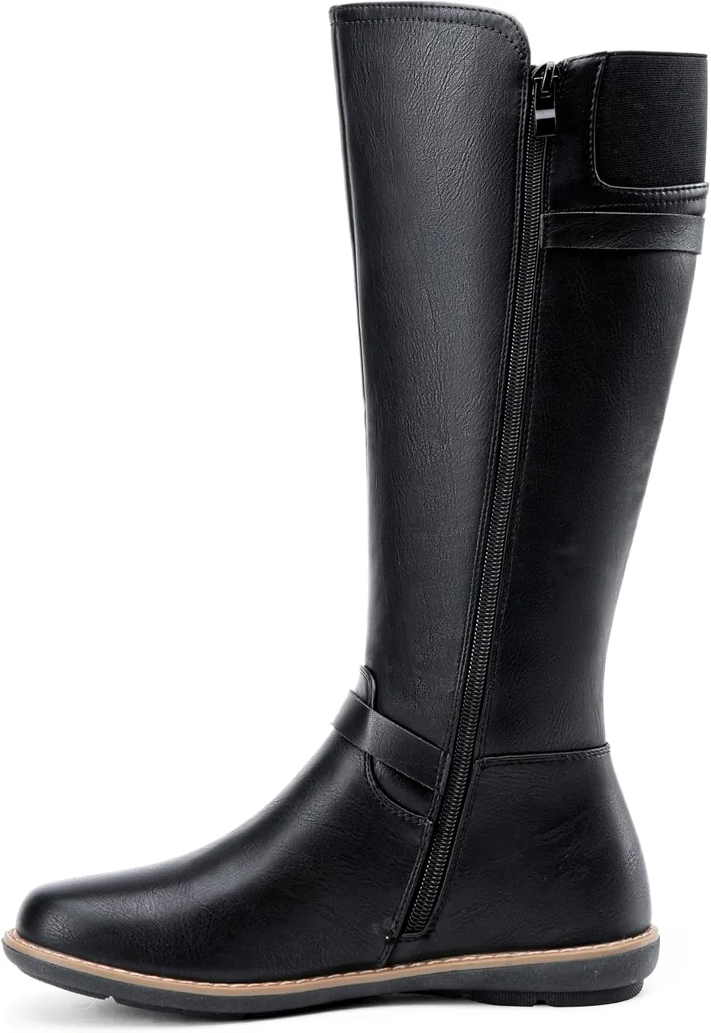Jeossy Women's 9655 Knee High Boots Flat Riding Tall Boots with Buckle and Side Zipper