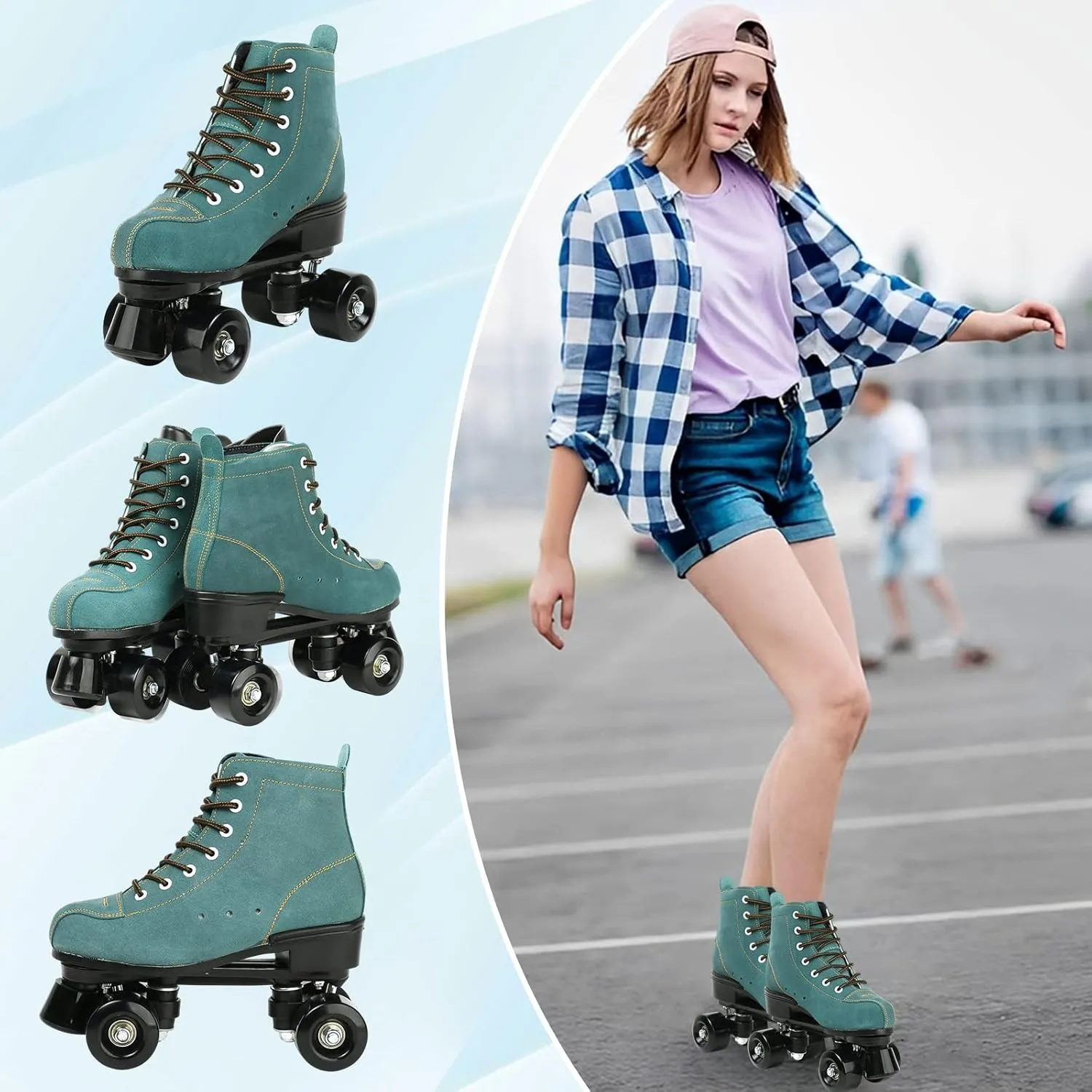jessie Women's Roller Skates High Top Double Row Outdoor and Indoor Roller Skate Adjustable Roller Skates for Women Men Boys and Girls