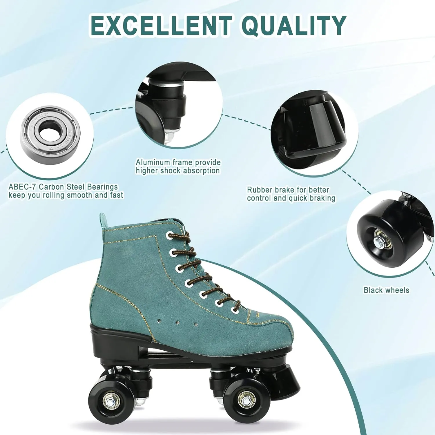 jessie Women's Roller Skates High Top Double Row Outdoor and Indoor Roller Skate Adjustable Roller Skates for Women Men Boys and Girls