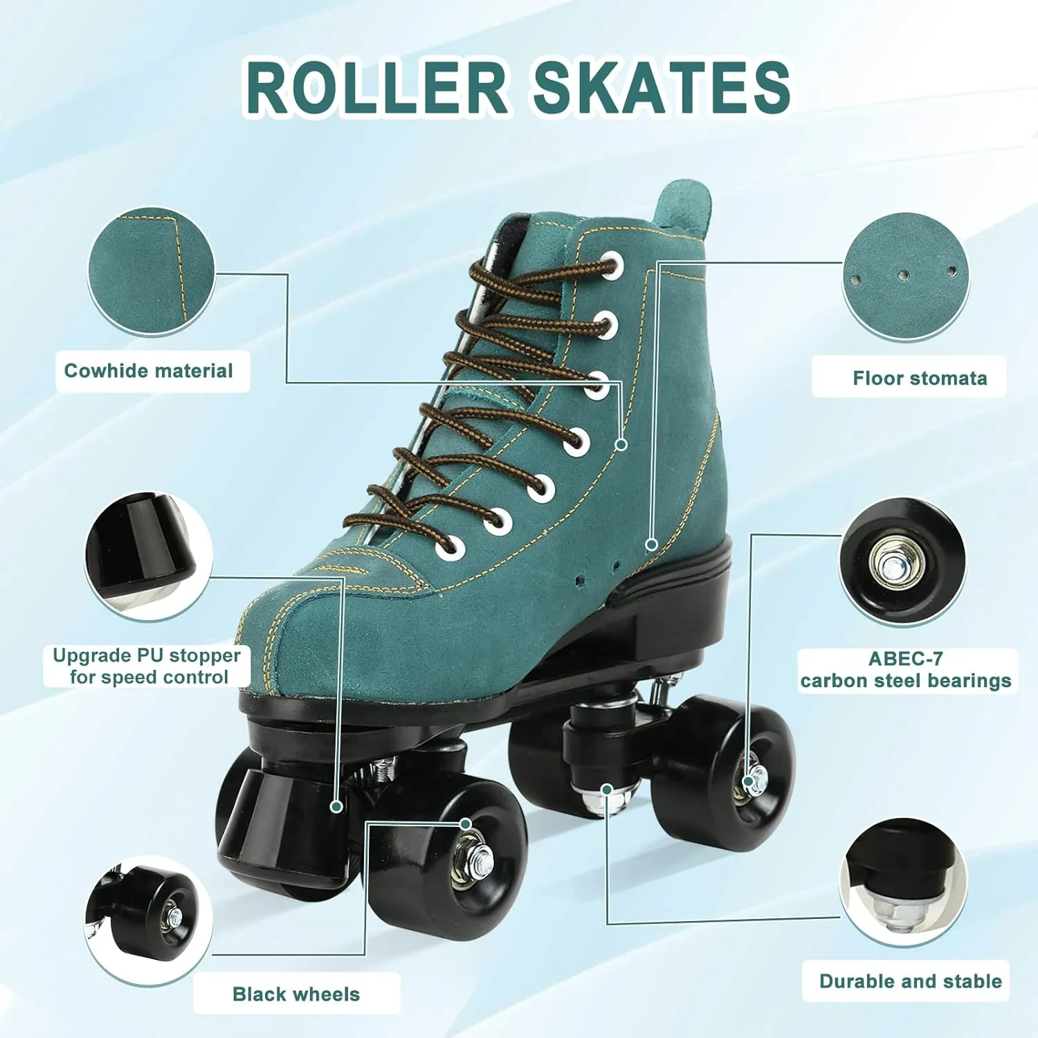jessie Women's Roller Skates High Top Double Row Outdoor and Indoor Roller Skate Adjustable Roller Skates for Women Men Boys and Girls