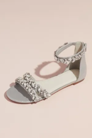 Jeweled Metallic Ankle Strap Flat Sandals