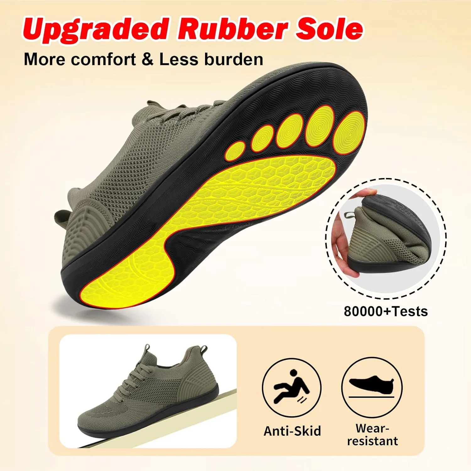 JIASUQI Men's Walking Shoes Wide Toe Sneakers with Arch Support Barefoot Shoes for Men