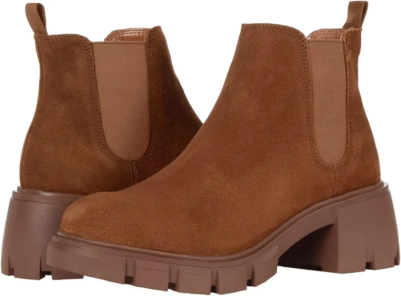 Juliet Holy Womens Lug Sole Platform Ankle Booties Chelsea Slip on Chunky Block Heel Leather Combat Boots