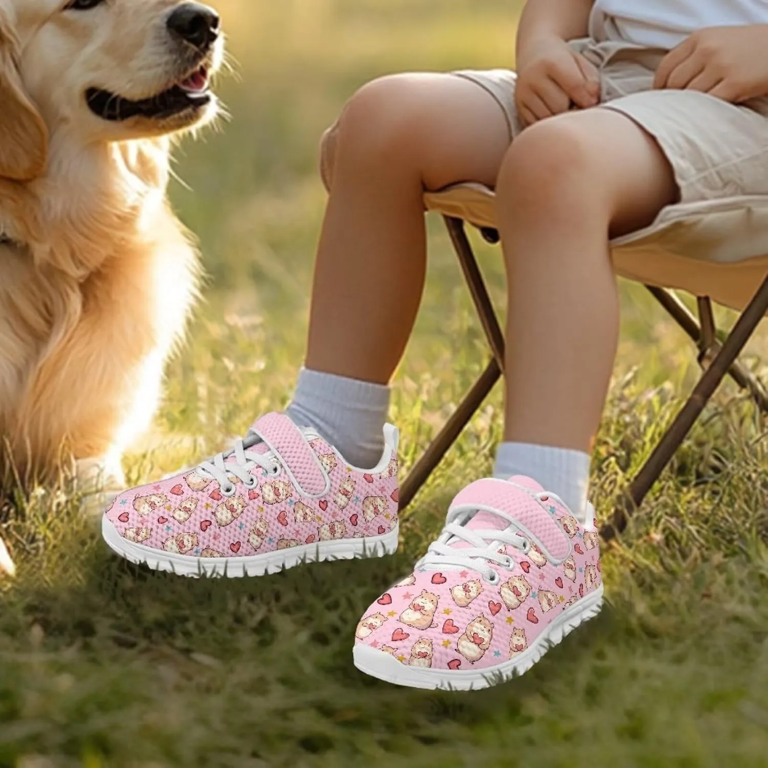 Kids Sport Shoes for Little Child Girls Mesh Design Breathable Slip On Single Buckle