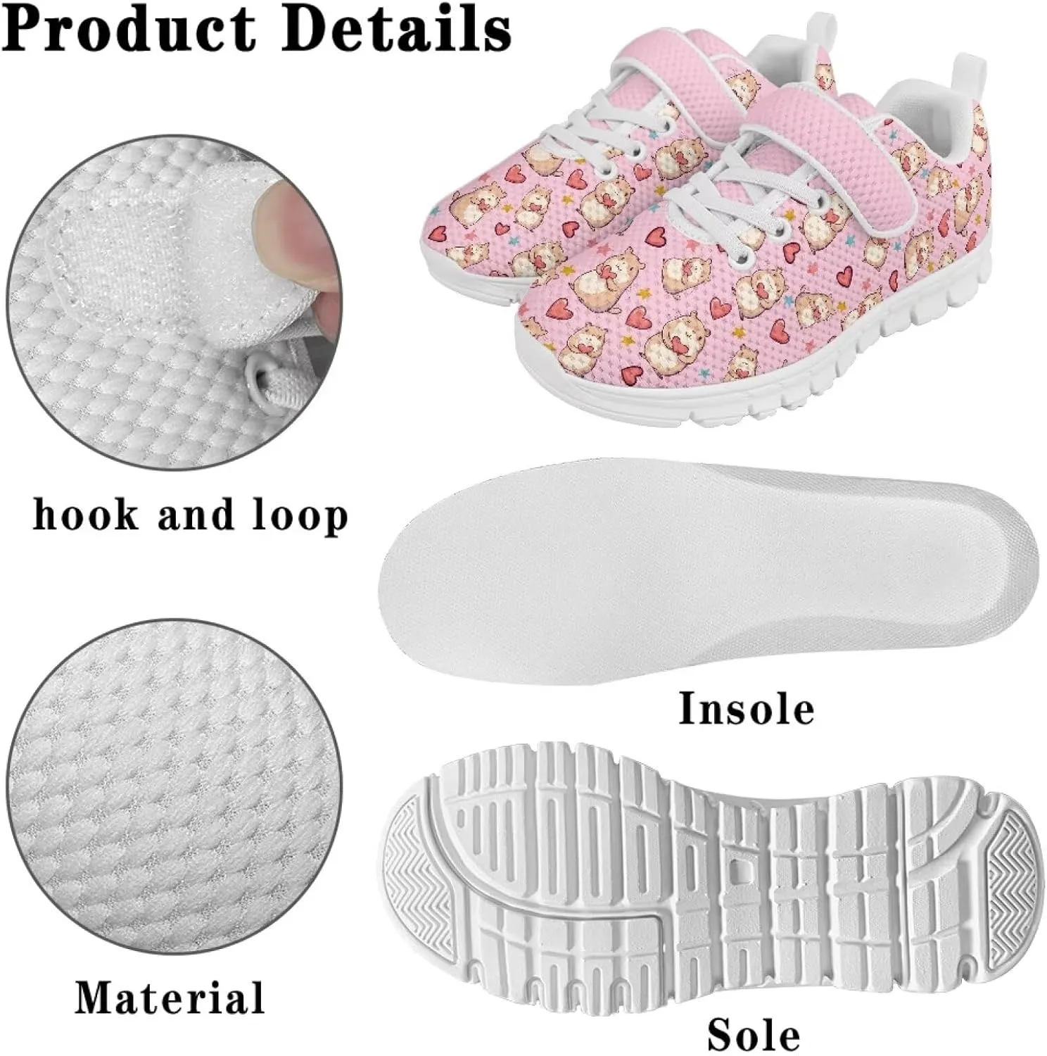 Kids Sport Shoes for Little Child Girls Mesh Design Breathable Slip On Single Buckle