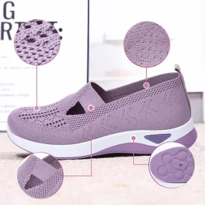 Knitted Breathable Sneakers, Women's Comfortable Breathable Knitted Sneakers, Breathable Slip-On Casual Non-Slip Sneakers