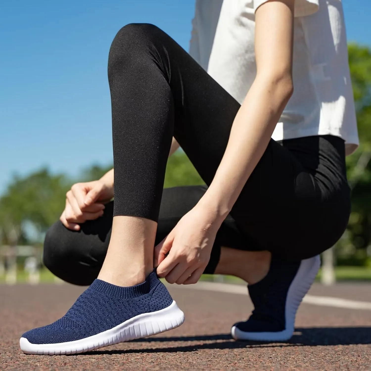 konhill Women's Walking Tennis Shoes - Lightweight Athletic Casual Gym Slip on Sneakers
