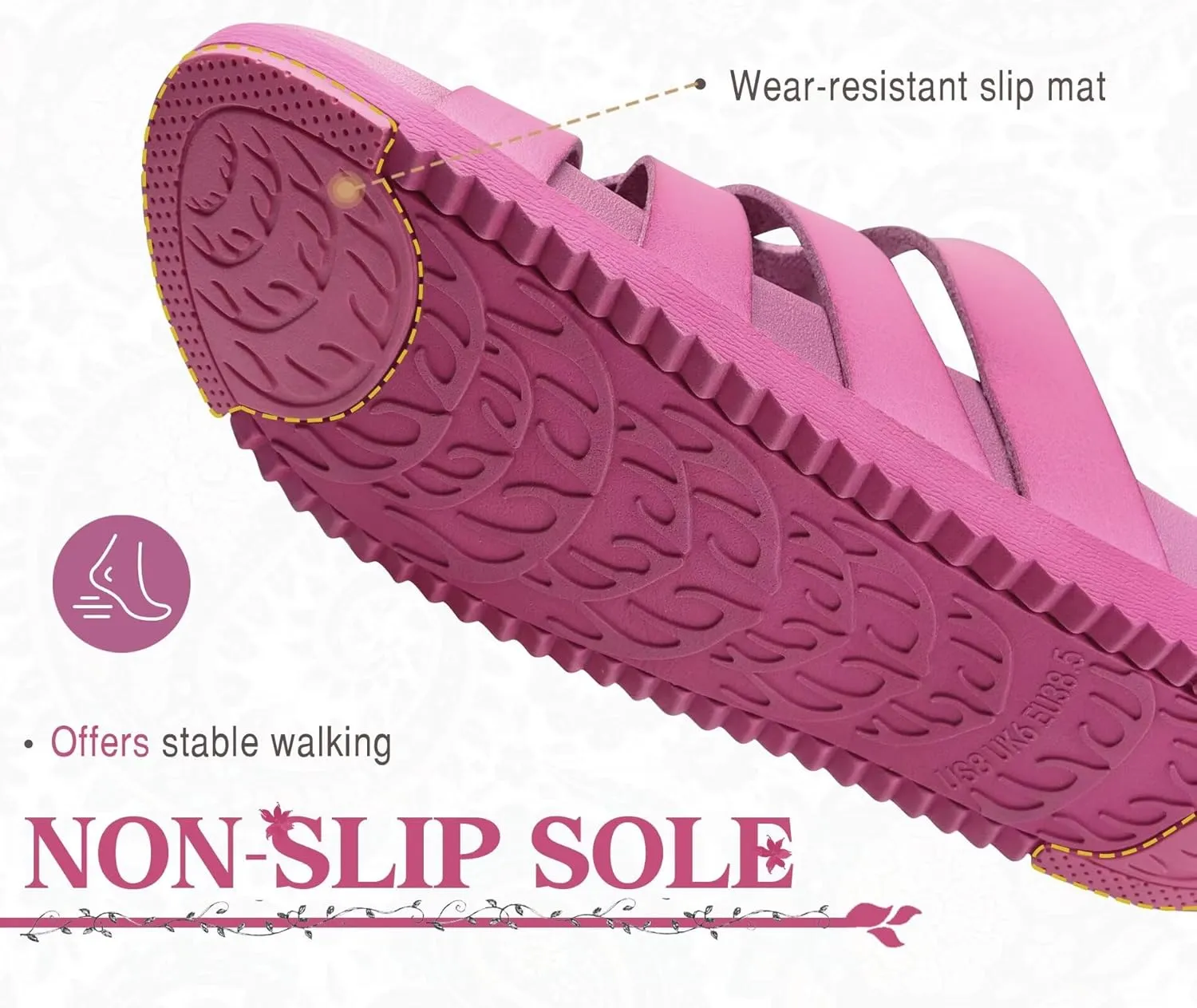 KuaiLu Gladiator Sandals for Women with Comfortable Arch Support Summer Beach Walking Fisherman Slides Boho Outfits Slip on Cushion Shoes Indoor Outdoor
