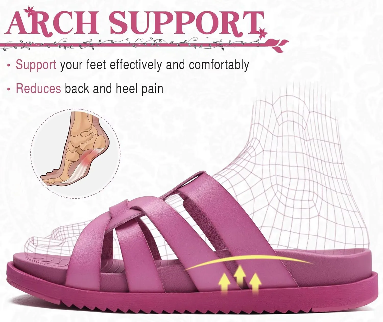 KuaiLu Gladiator Sandals for Women with Comfortable Arch Support Summer Beach Walking Fisherman Slides Boho Outfits Slip on Cushion Shoes Indoor Outdoor