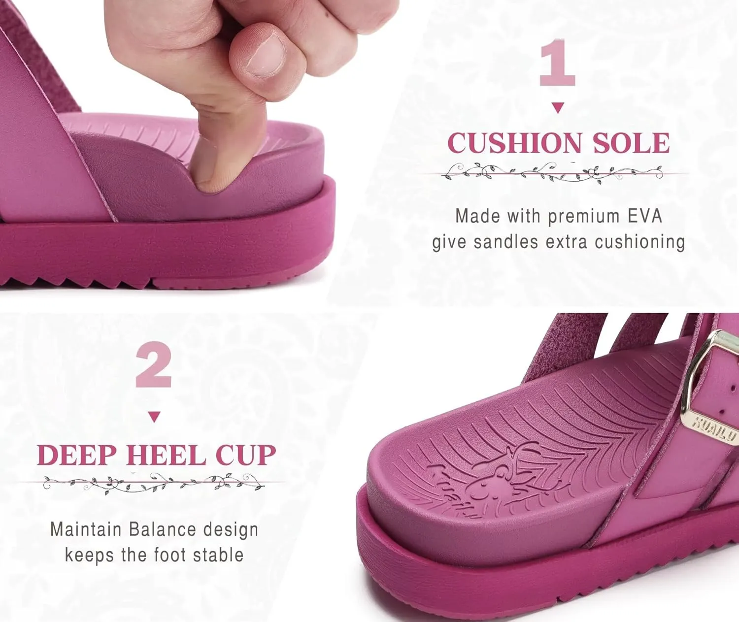 KuaiLu Gladiator Sandals for Women with Comfortable Arch Support Summer Beach Walking Fisherman Slides Boho Outfits Slip on Cushion Shoes Indoor Outdoor