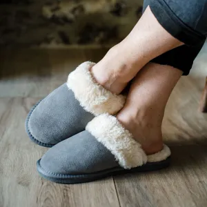 Ladies 'Luna' Lambswool Lined Slipper Mule - Grey