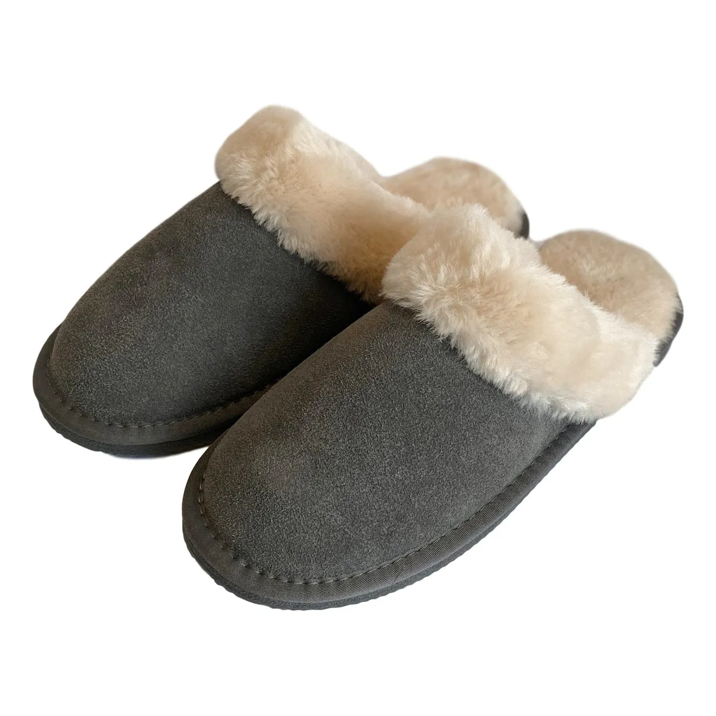 Ladies 'Luna' Lambswool Lined Slipper Mule - Grey