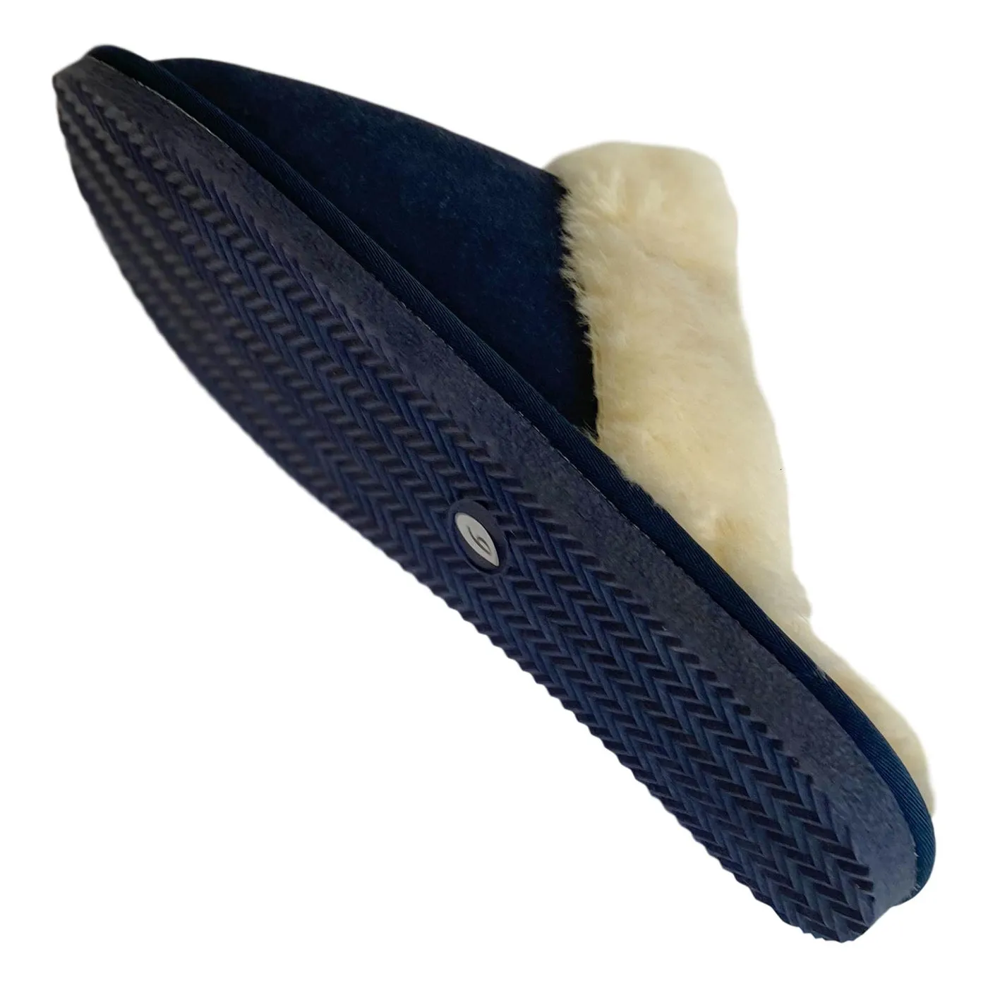 Ladies 'Luna' Lambswool Lined Slipper Mule - Navy