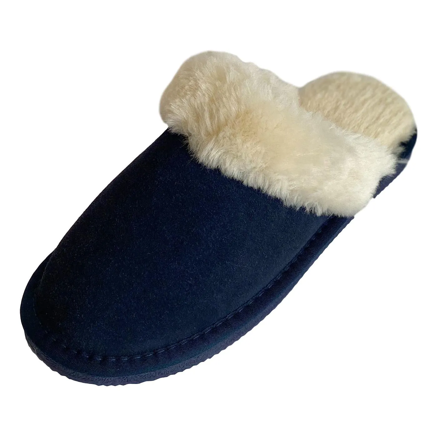 Ladies 'Luna' Lambswool Lined Slipper Mule - Navy