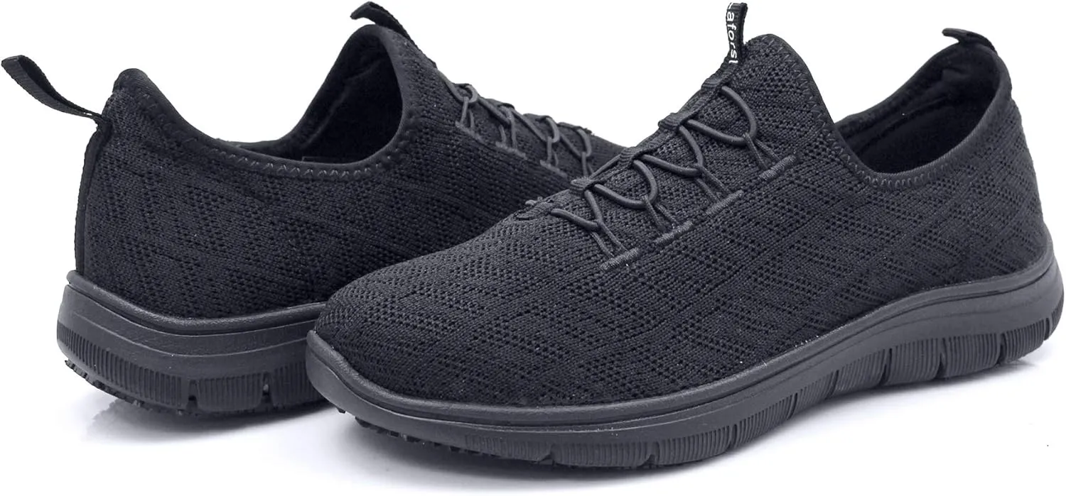 Laforst Jewel Womens Synthetic Mesh Upper Lace Up Nonslip Server Waitress Slip On Sneaker Free Socks