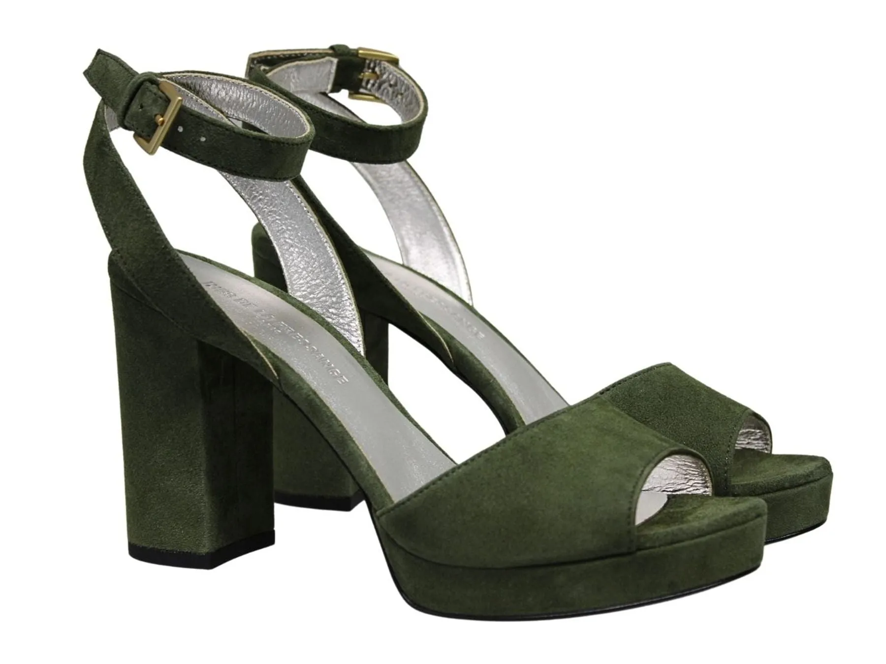 Laura platform sandal in khaki suede