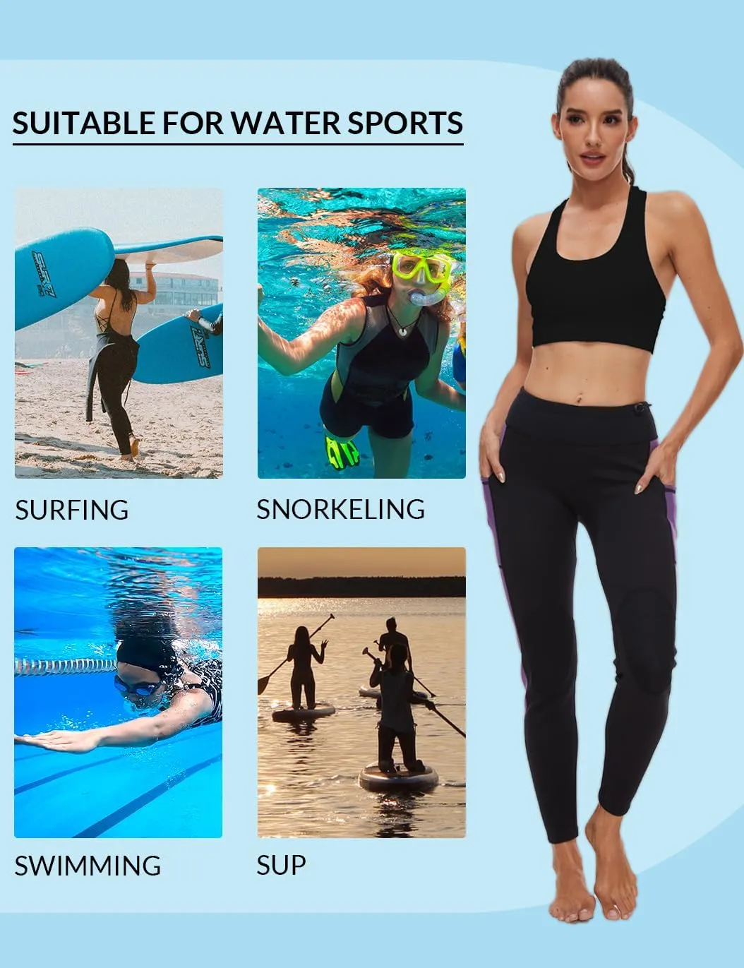 Lemorecn Wetsuit Pants Men 1.5mm and Wetsuit Pants Women 2mm Neoprene for Swimming Canoeing Snorkeling Scuba Kayaking