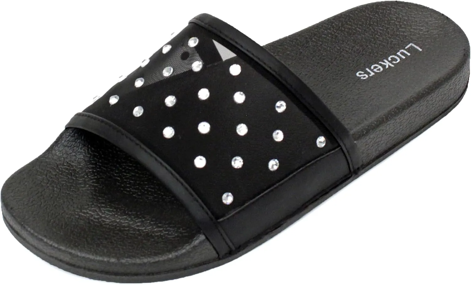 Luckers Women's Crystal-Embellished Mesh Slip-On Sandals