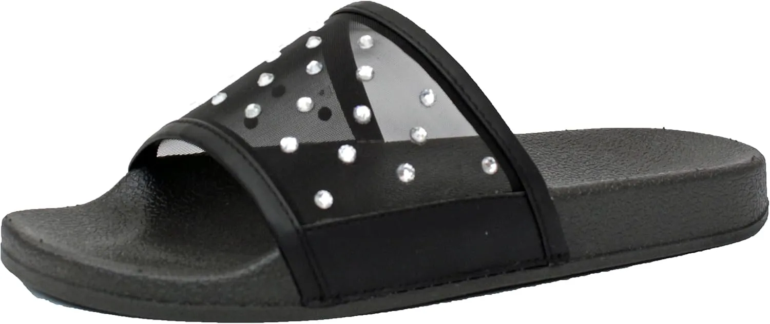 Luckers Women's Crystal-Embellished Mesh Slip-On Sandals