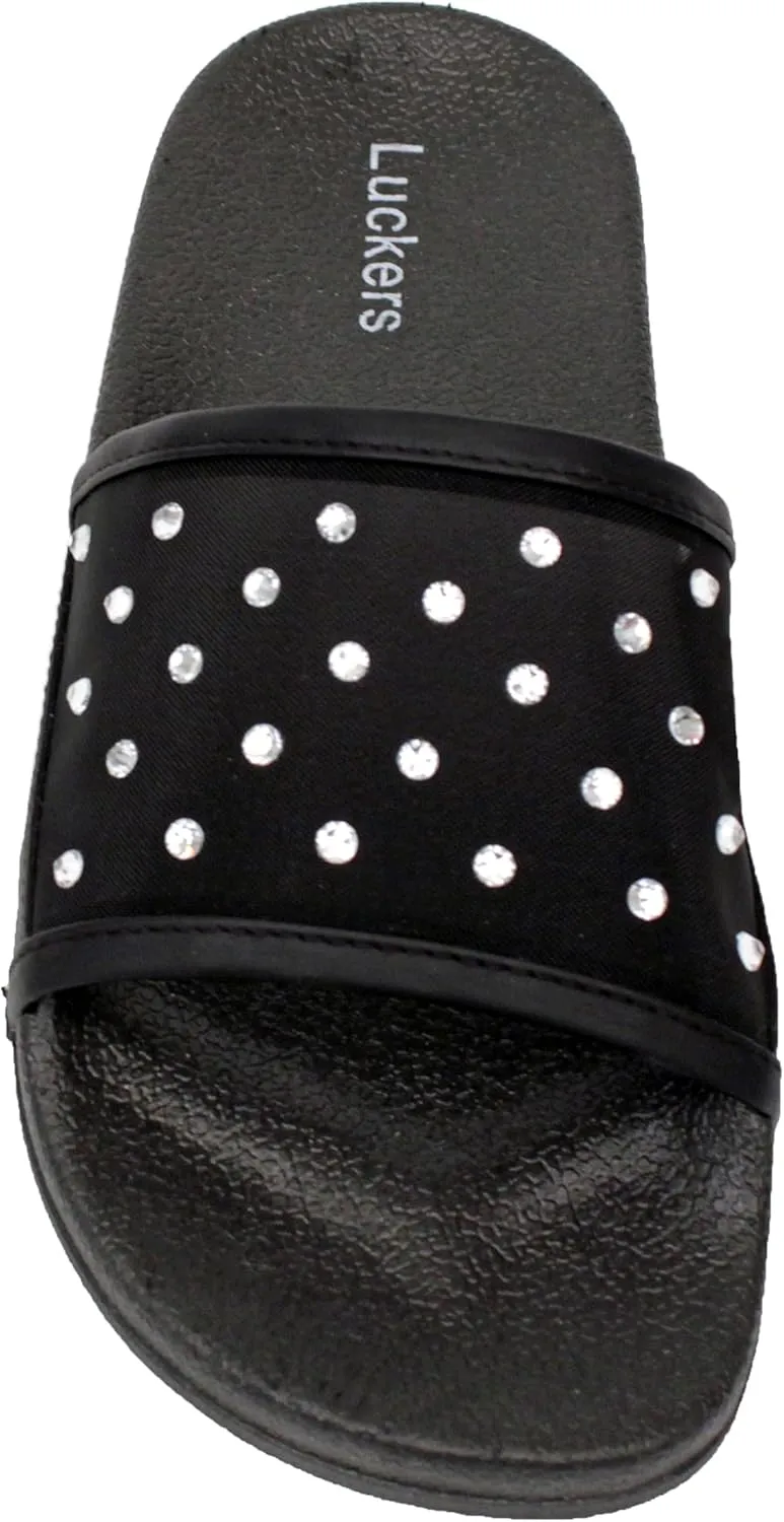 Luckers Women's Crystal-Embellished Mesh Slip-On Sandals
