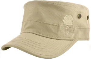 M MOACC Men Cotton Military Caps Cadet Hat Unique Skull Design Vintage Flat Top Army Cap Khaki