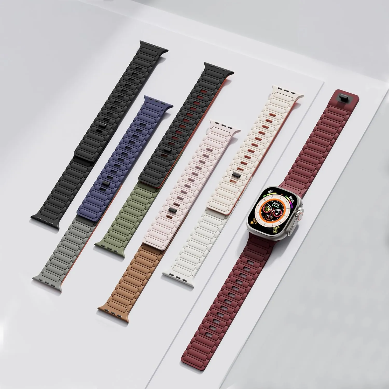 Magnetic Sport Band for Apple Watch Ultra/2 Band 49mm 45mm 46mm 44mm 42mm 41mm 40mm 38mm for Apple Watch Bands for Men/Women,Silicone Link Loop Wristbands Strap iWatch Series 10 9 8 7 6 5 4 3 se 2nd