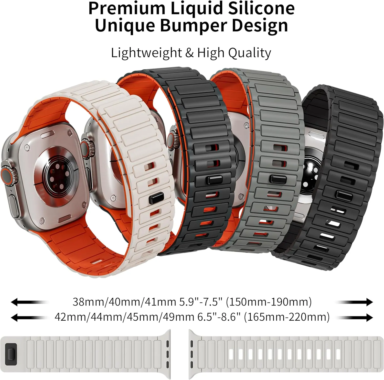 Magnetic Sport Band for Apple Watch Ultra/2 Band 49mm 45mm 46mm 44mm 42mm 41mm 40mm 38mm for Apple Watch Bands for Men/Women,Silicone Link Loop Wristbands Strap iWatch Series 10 9 8 7 6 5 4 3 se 2nd