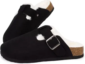 MAIITRIP Women's Wide Orthotics Cork Clogs Slippers with Arch Support for Plantar Fasciitis,Fur Lined Orthopedic Indoor/Oudoor House Shoes with Adjustable Buckle for Flat Feet