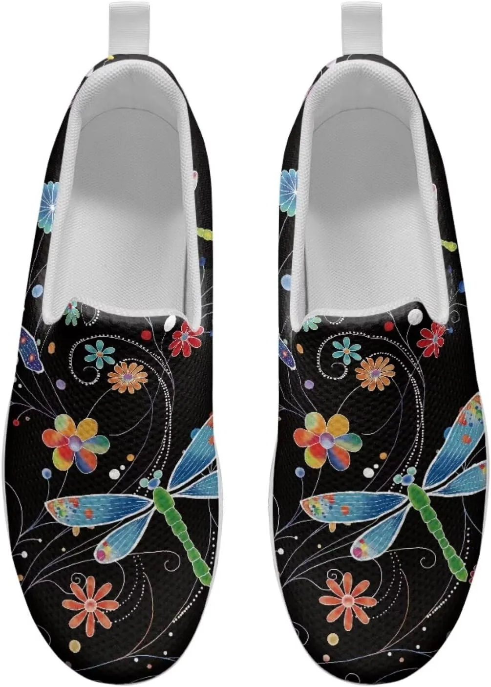 Mandala Floral Slip-On Yoga Sneakers Womens Elastic Mesh Anti-Slip Loafers Shoes with Rocker Platform