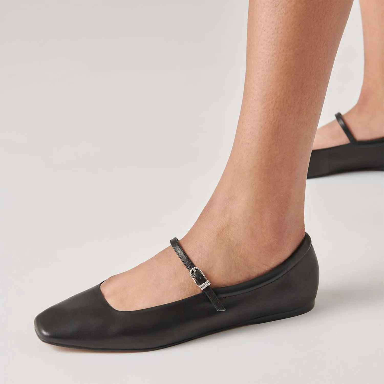 Mary Jane Ballet Flats for Women Casual Square Toe Slip On Flats Comfortable Ankle Buckle Strap Ballerina Shoes