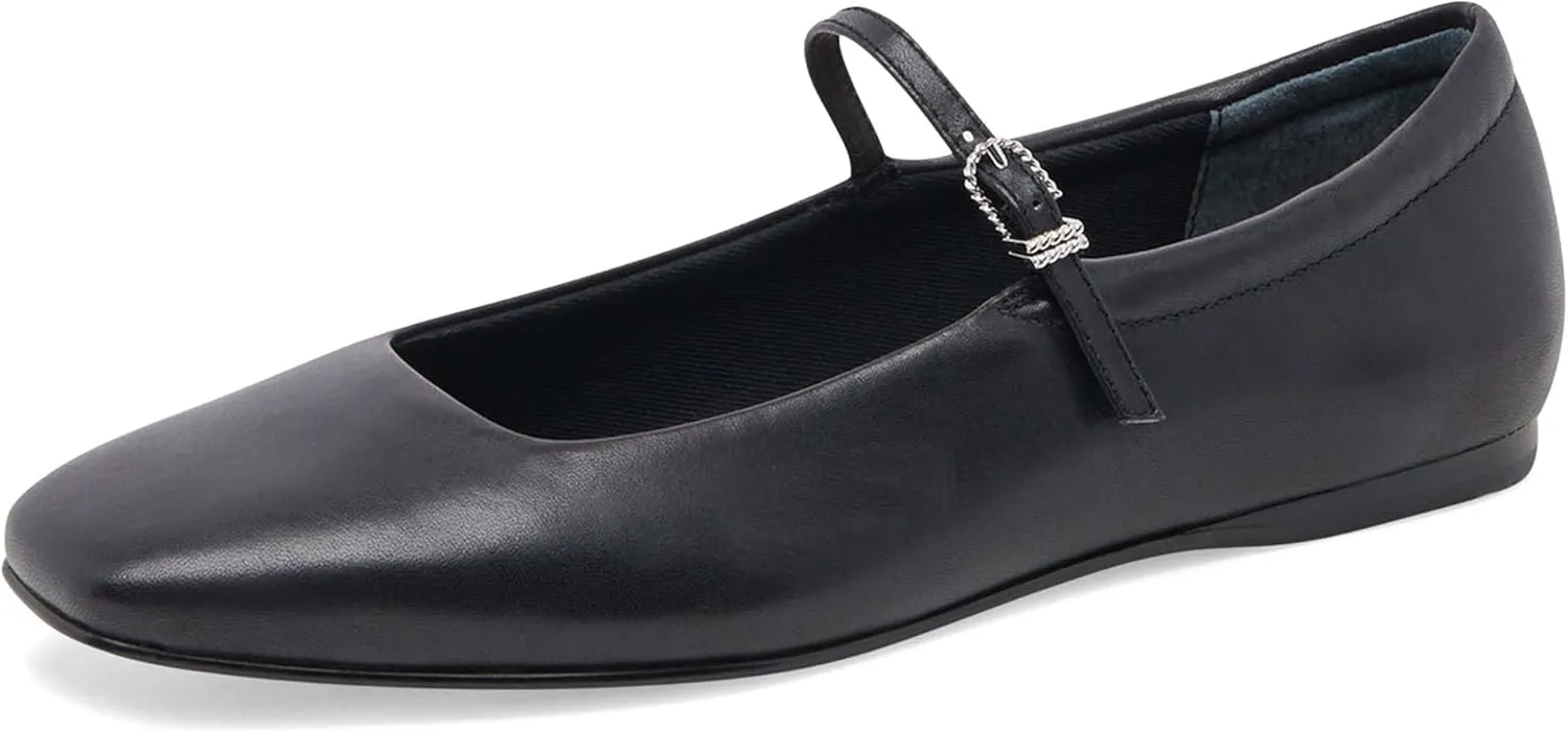 Mary Jane Ballet Flats for Women Casual Square Toe Slip On Flats Comfortable Ankle Buckle Strap Ballerina Shoes