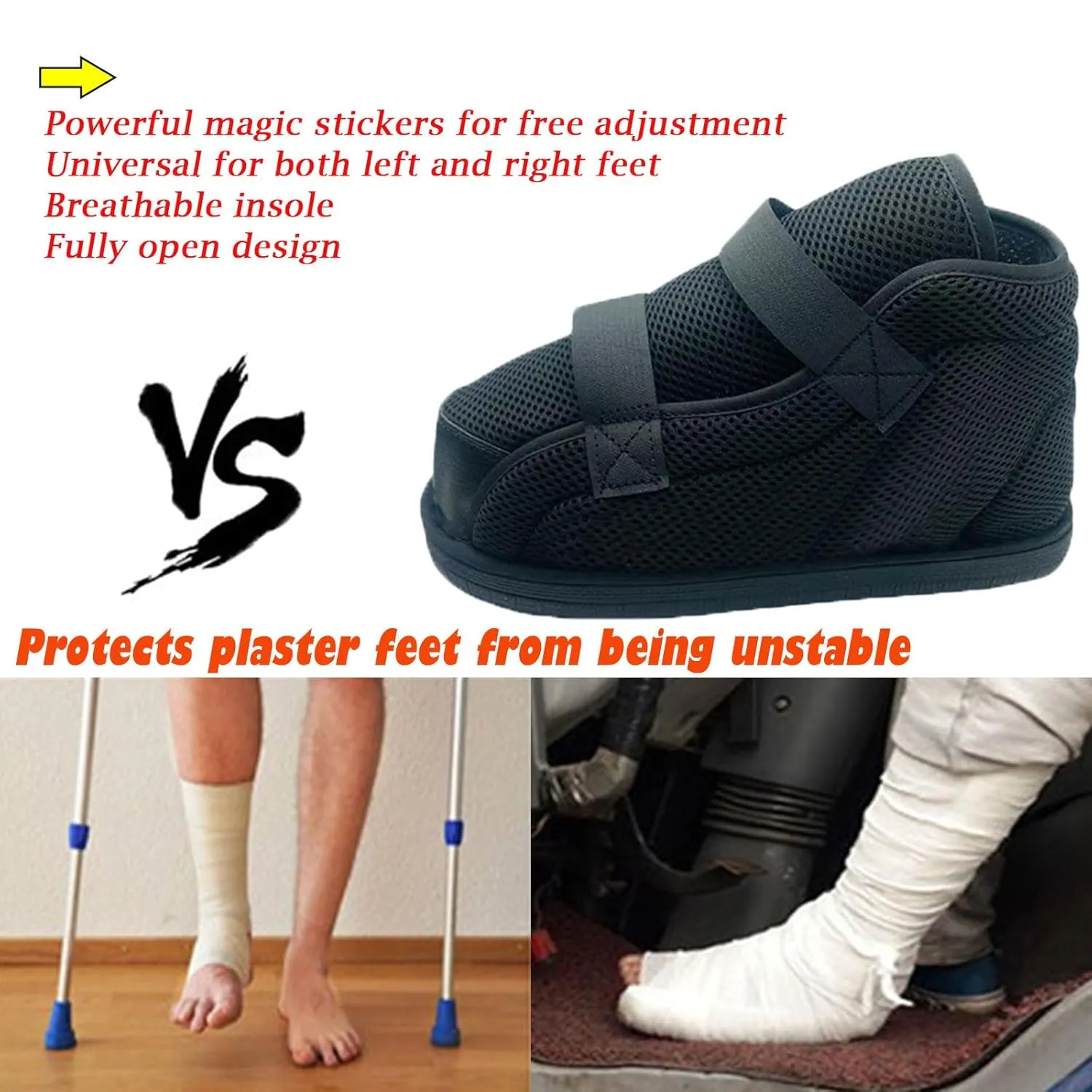 Medical boots rehabilitation shoes, adjustable postoperative walking shoes, orthopedic boots for foot or toe fractures, bunions or hammer toes, regardless of left or right foot(mesh-XL)