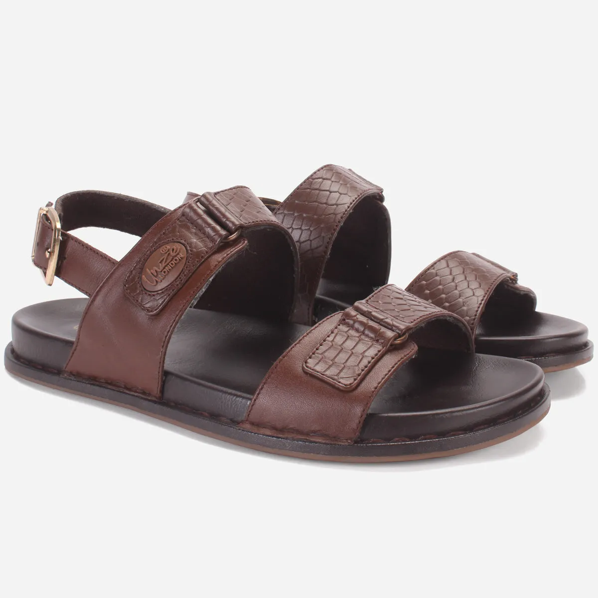 Men "VEERO" Leather Open Toe Summer Flat Sandals