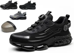 Men's and Women's Steel Toe Safety Work Shoes,Comfortable and Lightweight Slip-On Air Cushion,Anti-Smash and Anti-Puncture Indestructible
