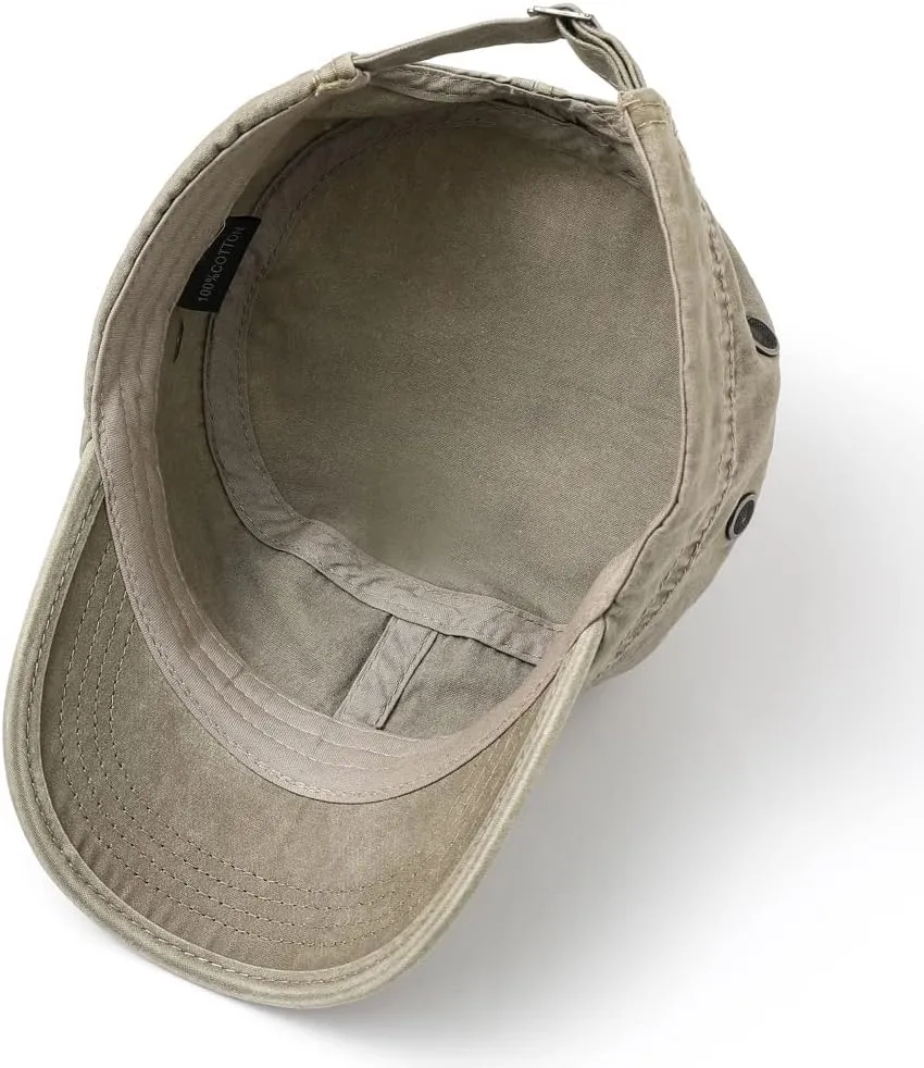 Men's Cadet Army Caps Cotton Military Caps Flat Top Cap
