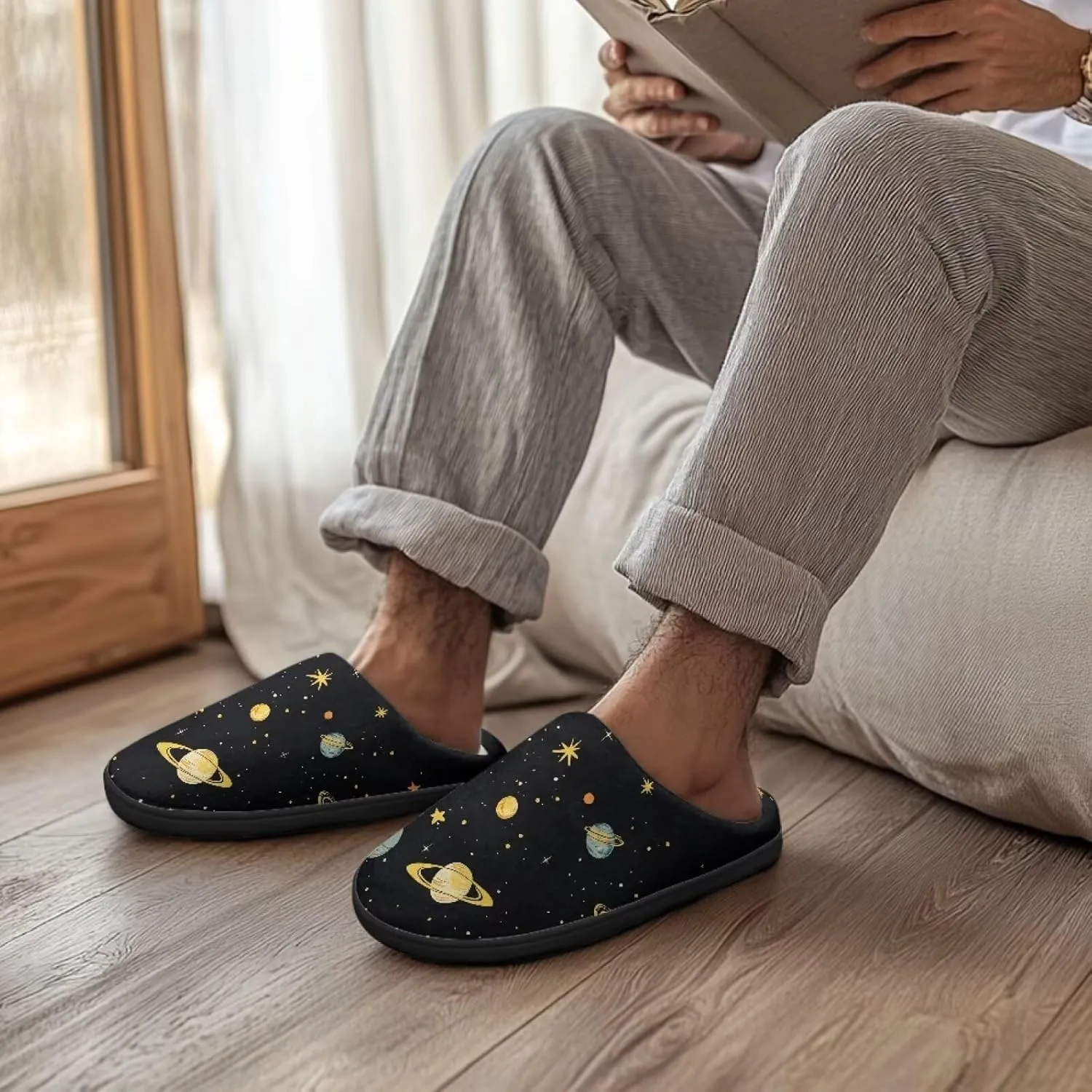 Mens Cozy Fluffy Slippers Slip On Casual House Shoes Indoor Warm Sandal Non Slip Slippers SizeUS 4-15