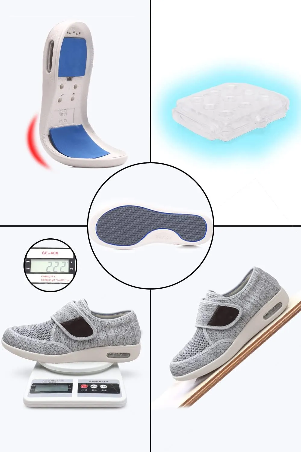 Men's Diabetes Adjustable Sports Shoes with Anti-Slip Soles and Air Cushion Design