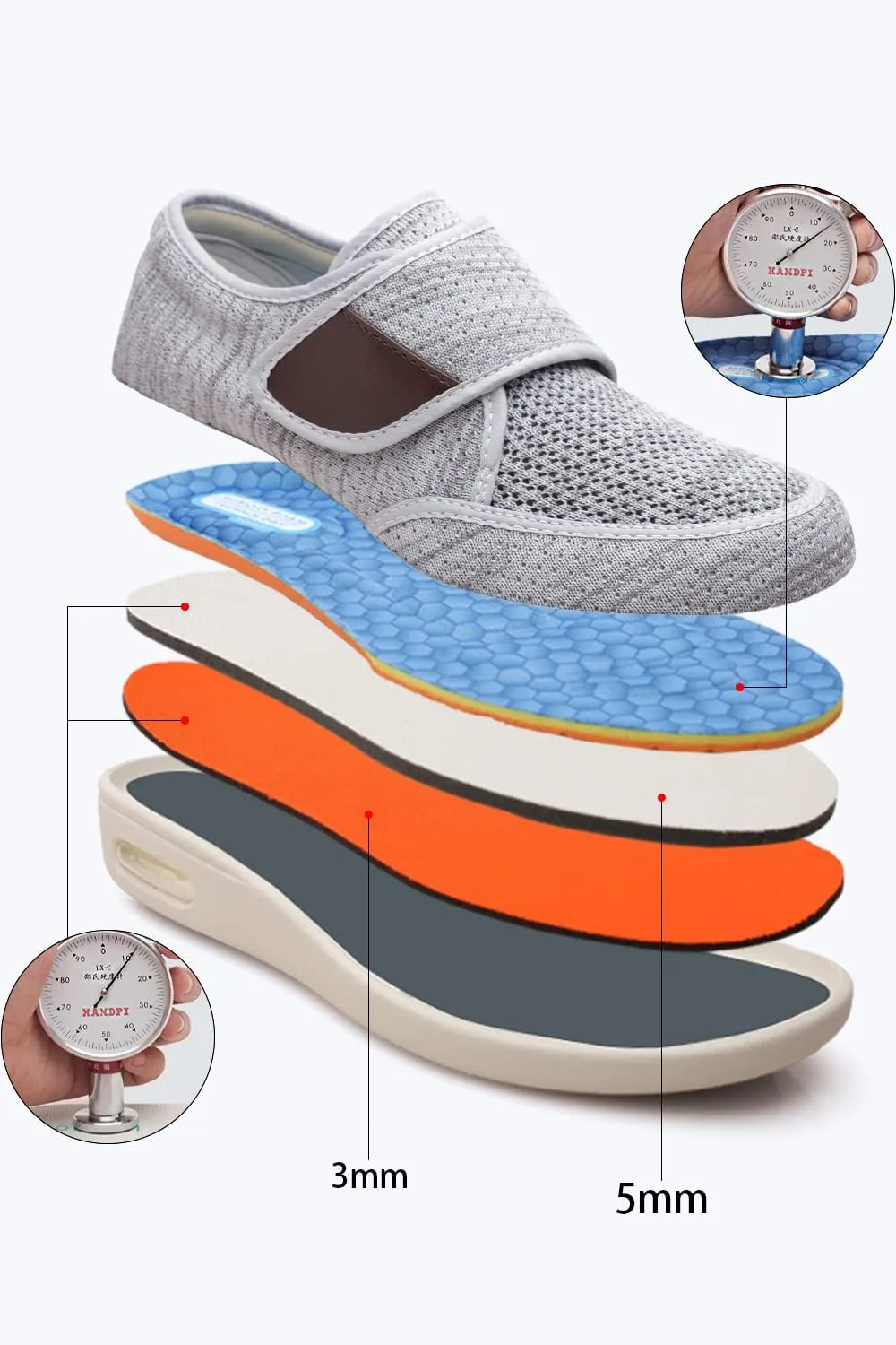 Men's Diabetes Adjustable Sports Shoes with Anti-Slip Soles and Air Cushion Design