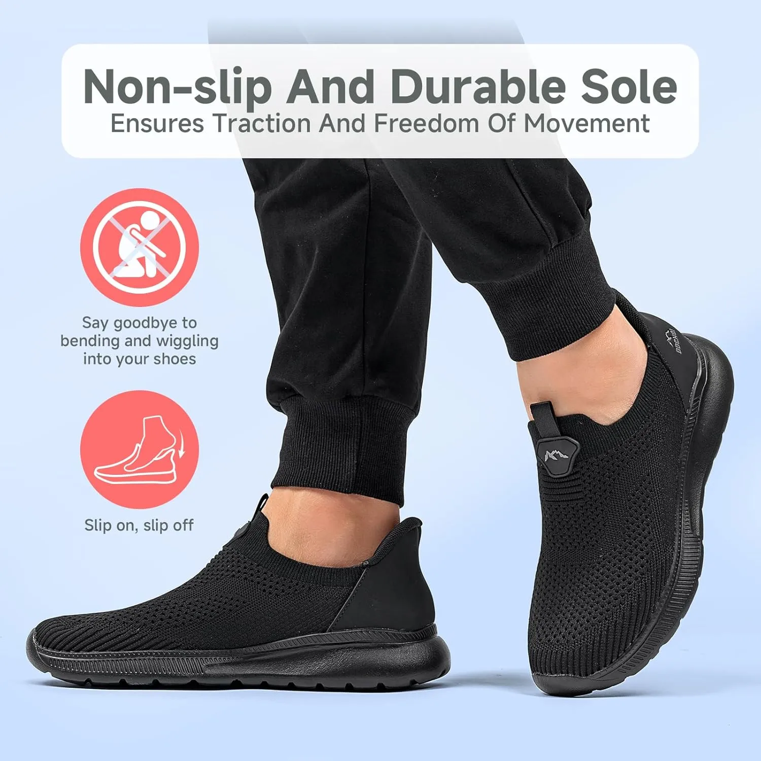 Men's Hands-Free Slip On Sneakers | Laceless Walking Shoes for Gym/Travel/Office